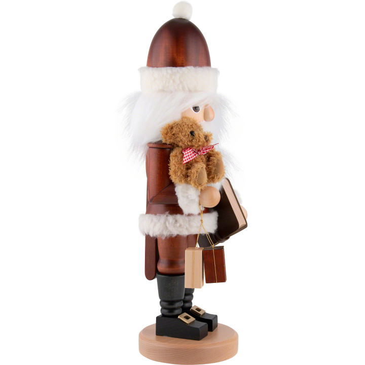 Nussknacker Weihnachtsmann mit Teddy natur - 44,0 cm
