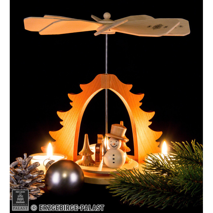 1-Tier Pyramid - Snowman Natural - 18,5 cm / 7 inch