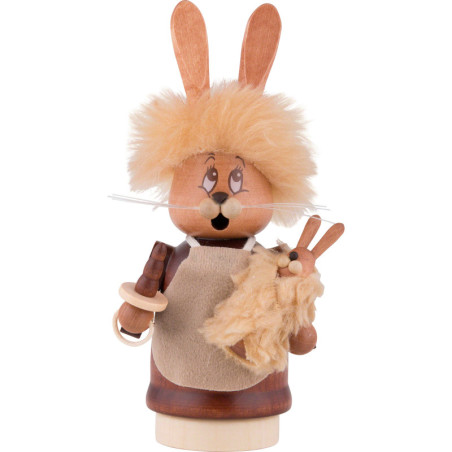 Räuchermännchen Miniwichtel Häsin mit Baby - 16 cm