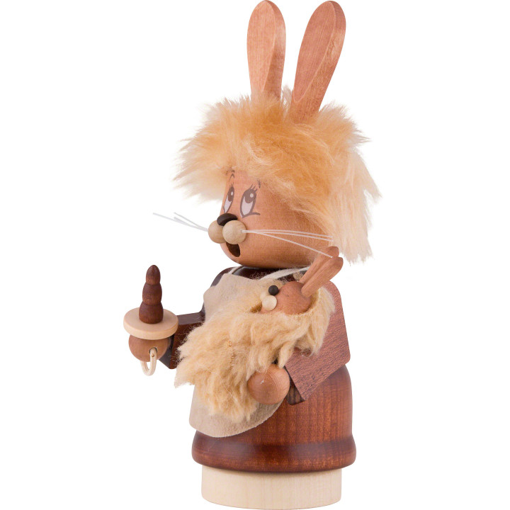 Smoker - Mini-Gnome Bunny Girl with Baby - 16 cm / 6.3 inch