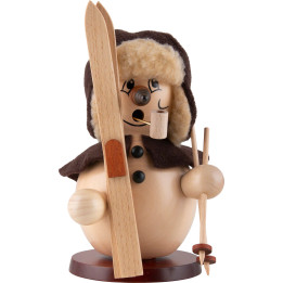 Räuchermännchen Schneemann Skifahrer natur - 19 cm