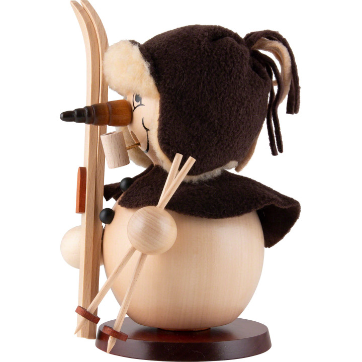 Räuchermännchen Schneemann Skifahrer natur - 19 cm