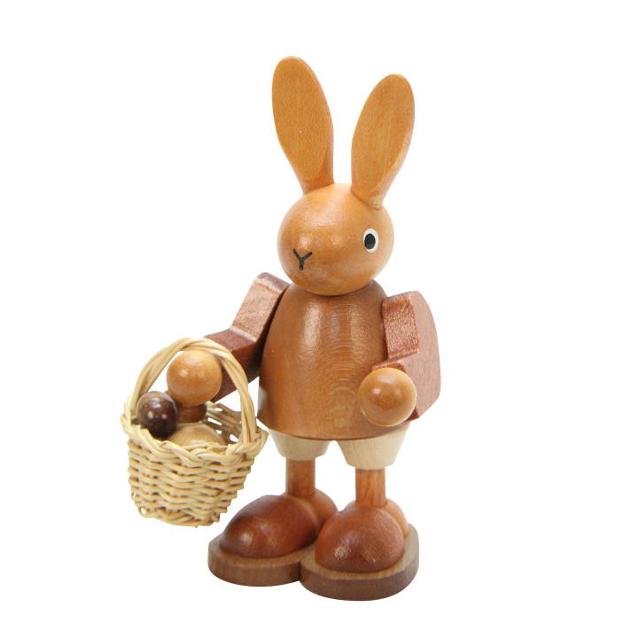 Hase mit Eierkorb natur - 9,0 cm