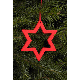 Christbaumschmuck Stern rot - 7,8 / 6,2 cm