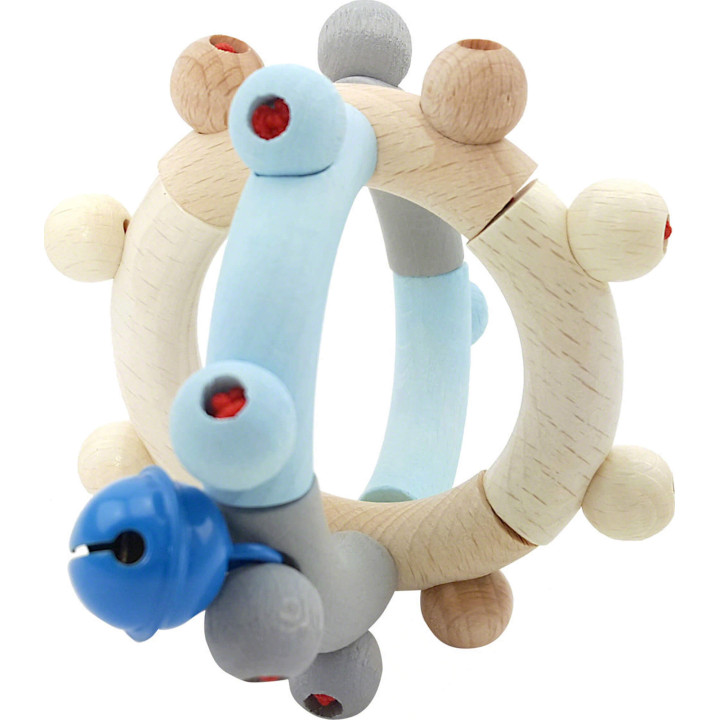 Motorikrassel Kugel, nature blue - 8 cm