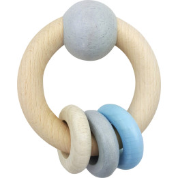 Rundrassel m.Kugel & 3 Ringe, nature blue - 11 cm
