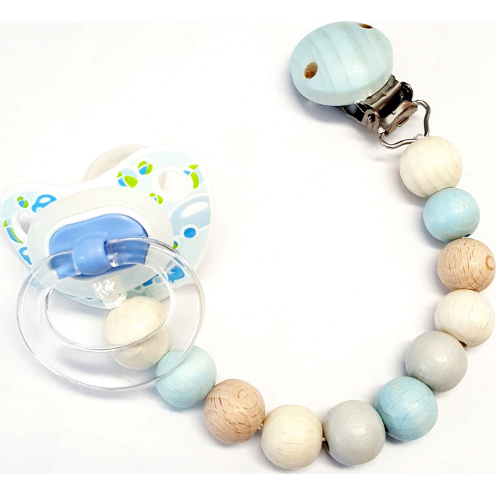 Schnullerkette nature blue - 21 cm