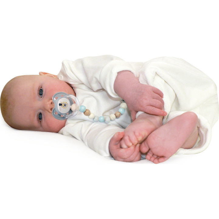Schnullerkette nature blue - 21 cm