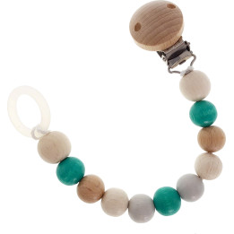 Schnullerkette nature türkis - 21 cm
