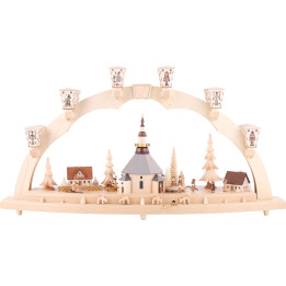 Schwibbogen Seiffener Kirche und Kurrendesänger - 80x40 cm