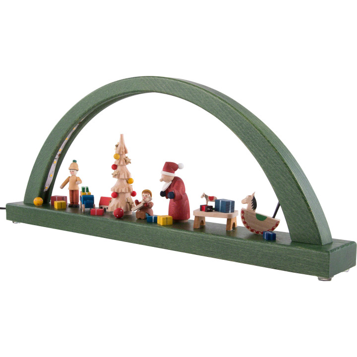 Schwibbogen Bescherung, moosgrün - 40x16 cm