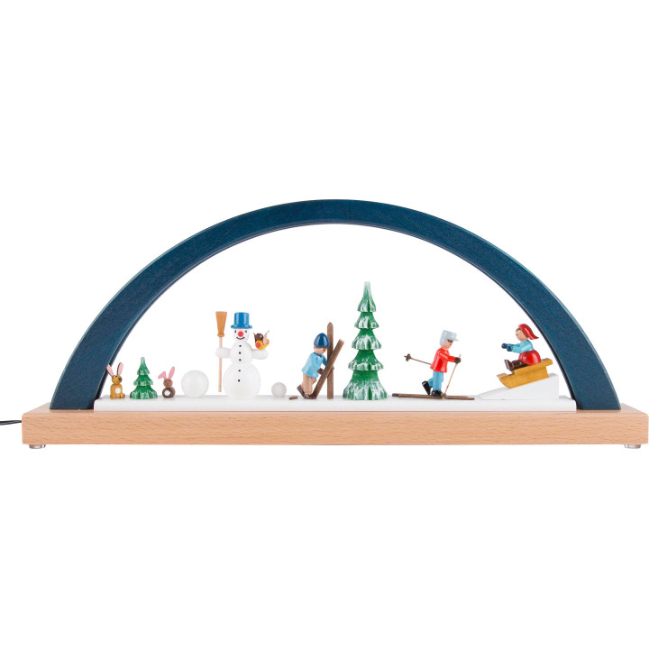 Candle Arch - Winter Children - Blue - 40x16 cm / 15.7x6.3 inch