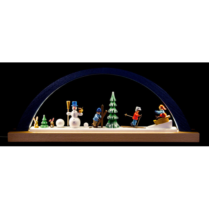 Candle Arch - Winter Children - Blue - 40x16 cm / 15.7x6.3 inch