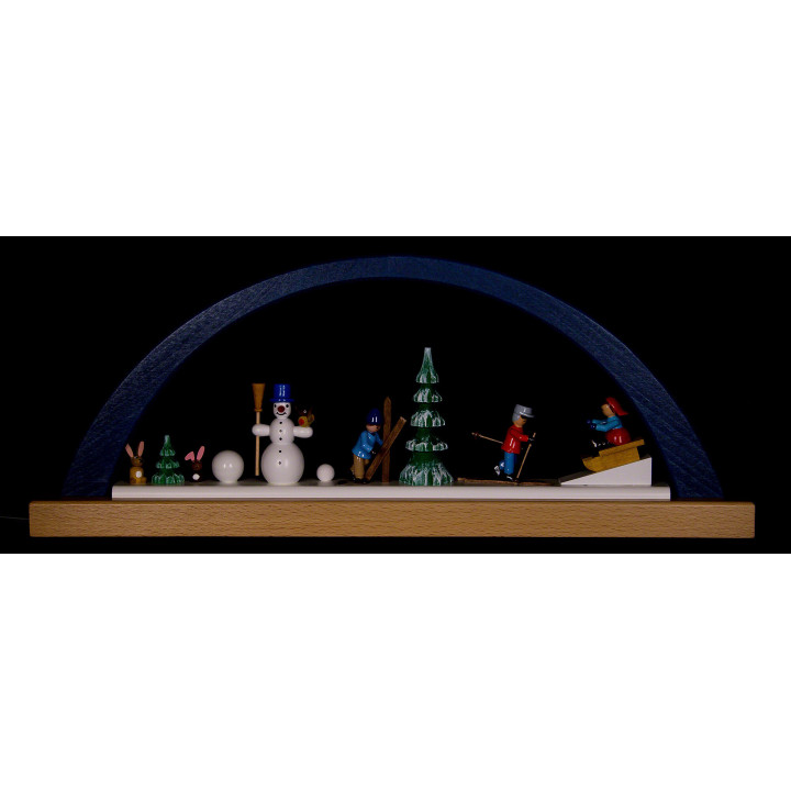 Candle Arch - Winter Children - Blue - 40x16 cm / 15.7x6.3 inch