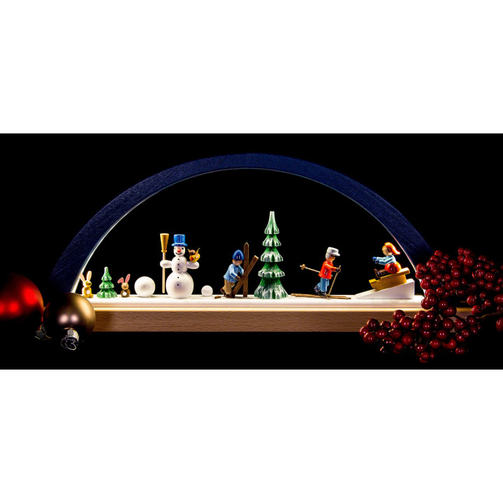 Candle Arch - Winter Children - Blue - 40x16 cm / 15.7x6.3 inch