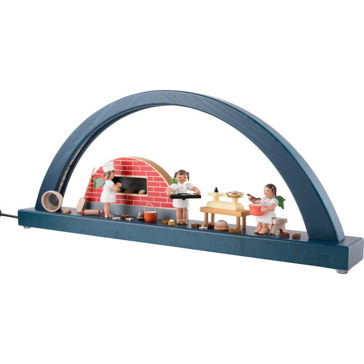 Schwibbogen Engelbäckerei, blau - 40x16 cm