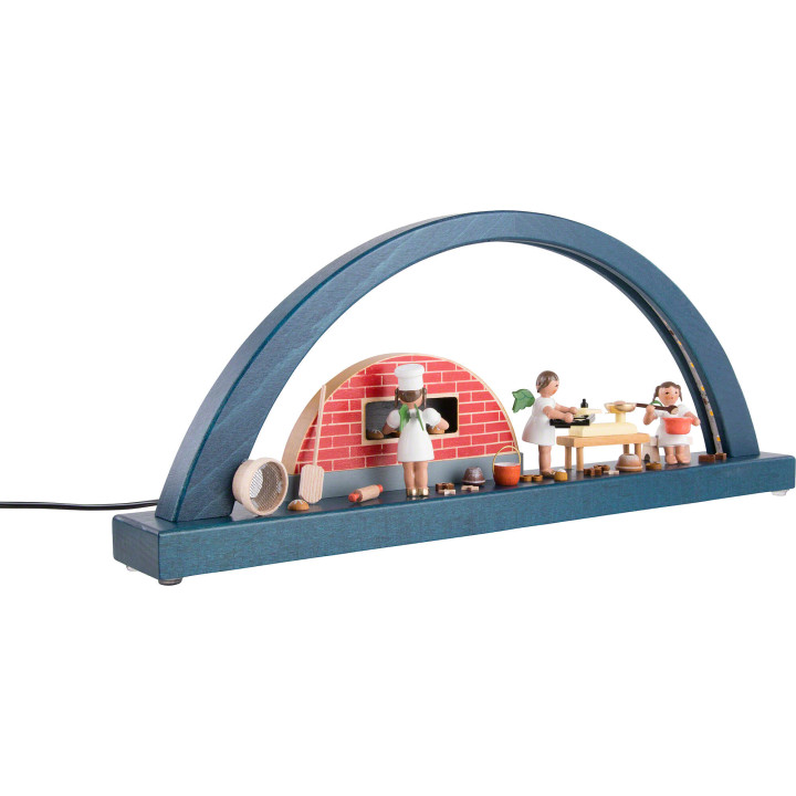 Schwibbogen Engelbäckerei, blau - 40x16 cm