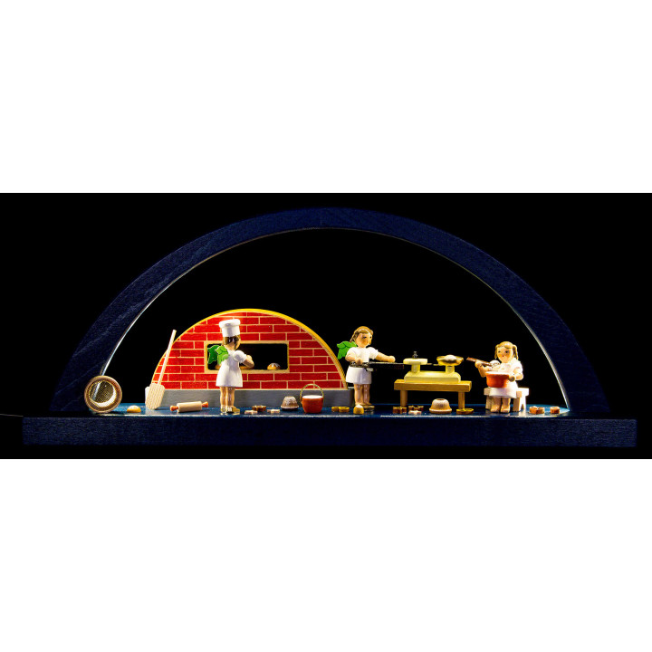 Schwibbogen Engelbäckerei, blau - 40x16 cm