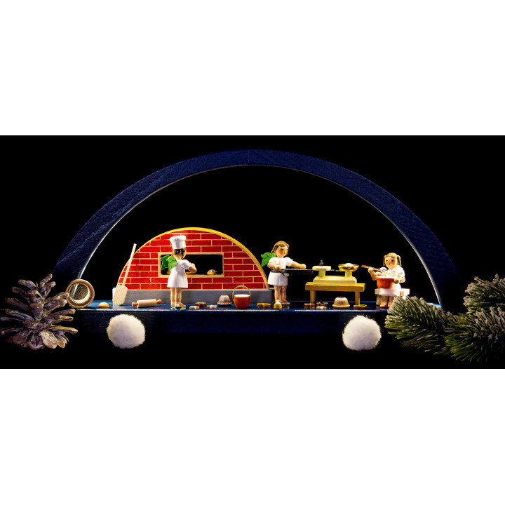 Schwibbogen Engelbäckerei, blau - 40x16 cm