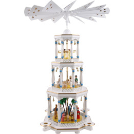 3-Tier Pyramid - Nativity, White - 76 cm / 30 inch