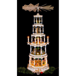 5-stöckige Pyramide Christi Geburt mit Musikspielwerk - 123 cm