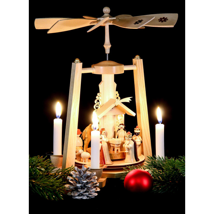 1-stöckige Pyramide Christi Geburt - natur - 29 cm