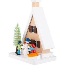 Rauchhaus mit Schneemann - 18 cm