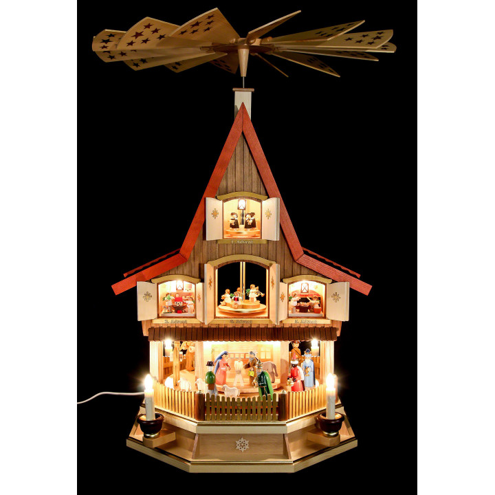 3-stöckiges Adventshaus - Christi Geburt - 77 cm