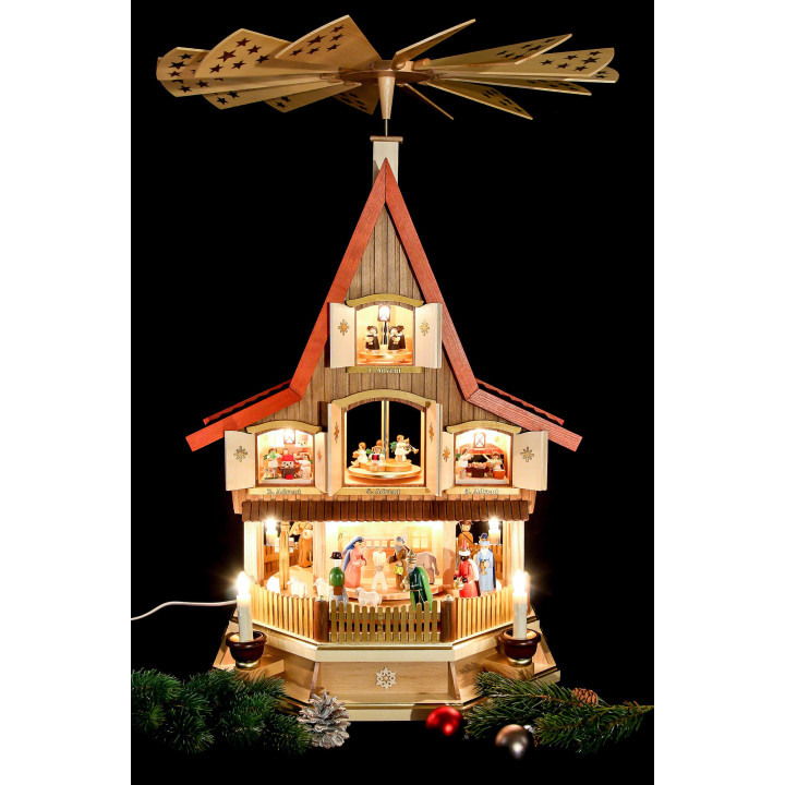3-stöckiges Adventshaus - Christi Geburt - 77 cm