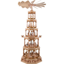 5-Tier Pyramid - Nativity Scene - Natural Wood - 123 Cm/48 inch
