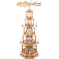 5-Tier Pyramid - Nativity Scene - Natural Wood - 123 cm / 48 inch