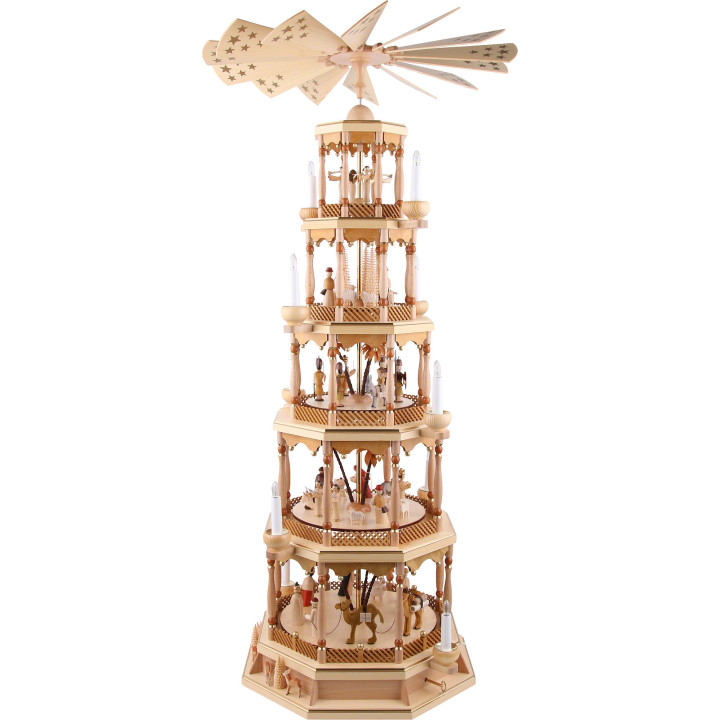5-Tier Pyramid - Nativity Scene - Natural Wood - 123 cm / 48 inch