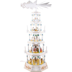 5-Tier Richard Glässer Christmas Pyramid - Romantic - White - 123 cm / 48 inch