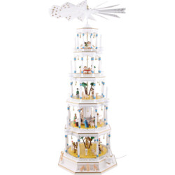 5-Tier Richard Glässer Christmas Pyramid - Romantic - White - 123 cm / 48 inch