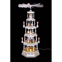 5-Tier Richard Glässer Christmas Pyramid - Romantic - White - 123 cm / 48 inch