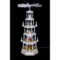 5-Tier Richard Glässer Christmas Pyramid - Romantic - White - 123 cm / 48 inch