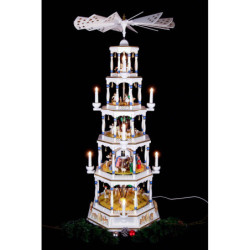 5-Tier Richard Glässer Christmas Pyramid - Romantic - White - 123 cm / 48 inch