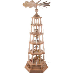5-Tier Pyramid - Nativity Scene - Natural Wood - 140 cm / 55 inch