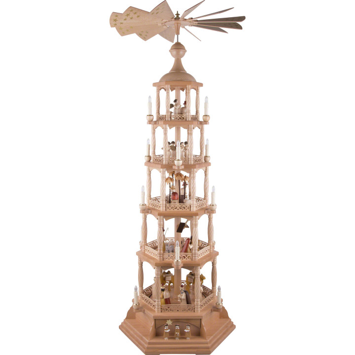 5-stöckige Pyramide Heilige Weihnacht - natur - 140 cm