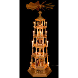 5-Tier Pyramid - Nativity Scene - Natural Wood - 140 cm / 55 inch