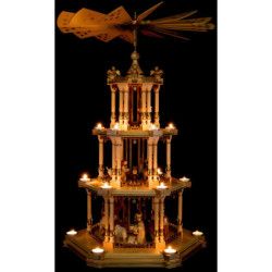 4-stöckige Barock Spiegel-Pyramide Geburt, natur - 86 cm