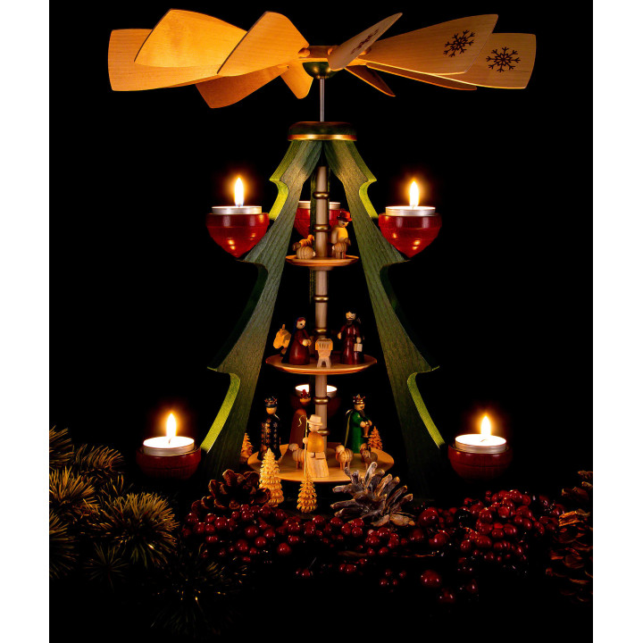 3-stöckige Pyramide Baum - Christi Geburt - 40 cm