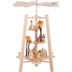 3-stöckige Pyramide Christi Geburt - natur - 40 cm