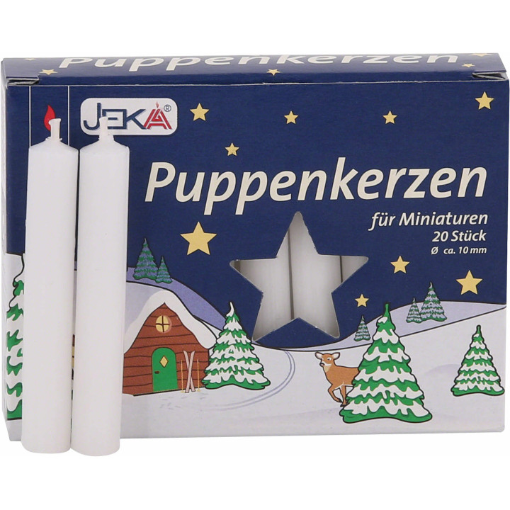 Hochwertige Puppenkerzen weiß - 1,0 cm Durchmesser