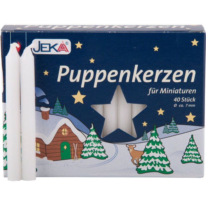 Hochwertige Puppenkerzen weiß - 0,7 cm Durchmesser