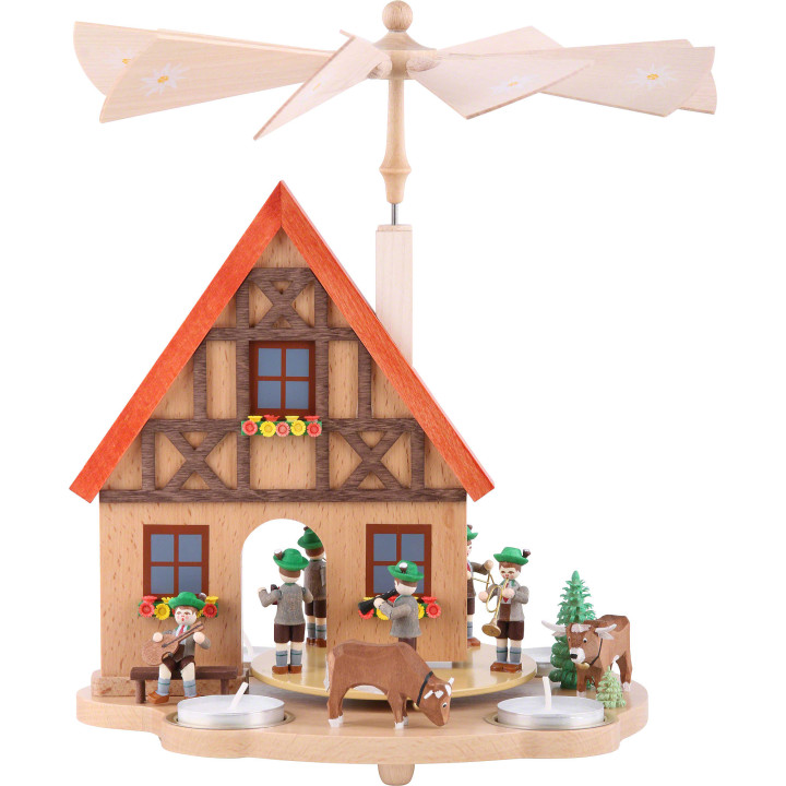 1-stöckige Teelichtpyramide Haus Bayern - 29 cm