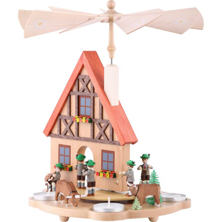 1-stöckige Teelichtpyramide Haus Bayern - 29 cm