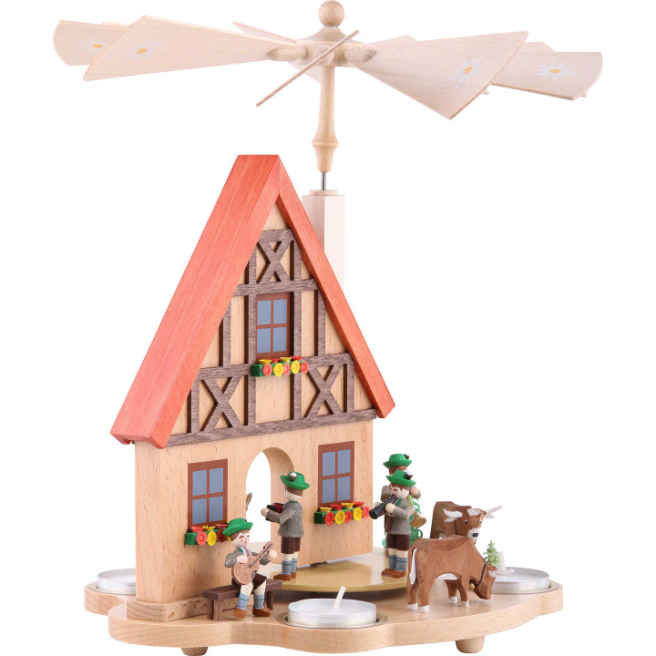 1-stöckige Teelichtpyramide Haus Bayern - 29 cm