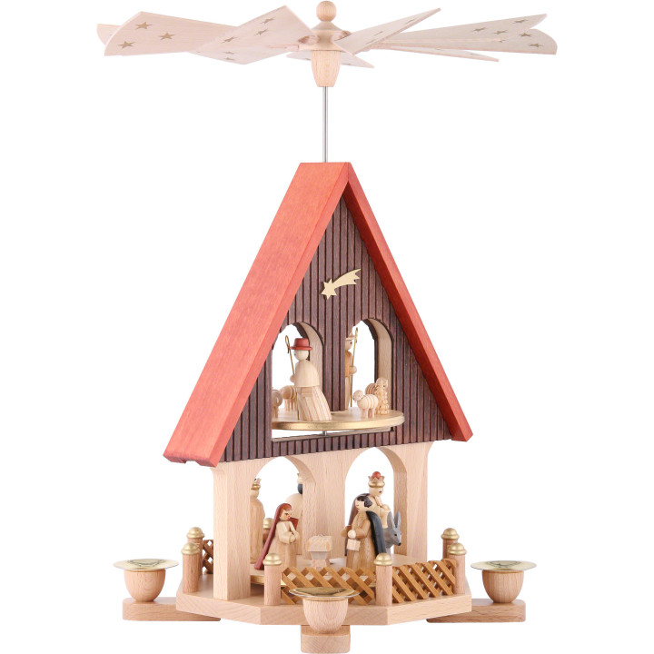 2-Tier Pyramid --House Nativity Scene - 36 cm / 14 inch