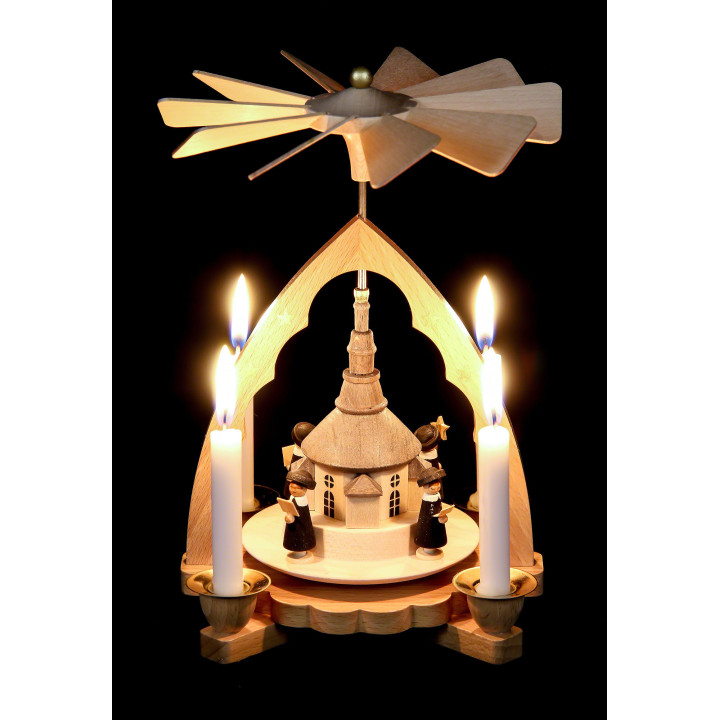 1-stöckige Pyramide Seiffener Kirche - 19 cm
